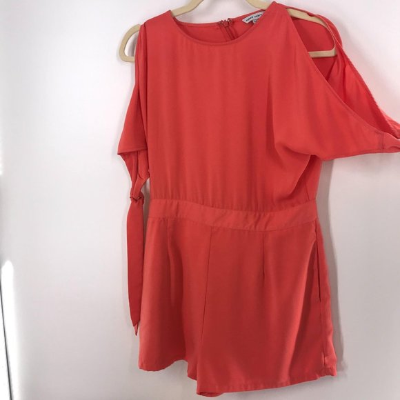 NAKED ZEBRA ORANGE COLD SHOULDER ROMPER - Picture 2 of 9